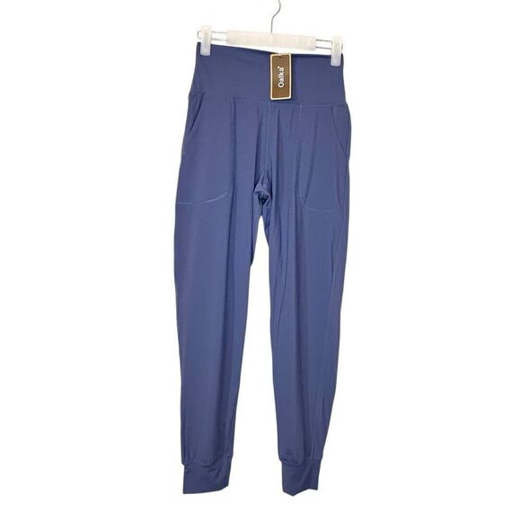 NWT Oalka High Waist Stretch Blue Jogger Pants Size Small - Picture 1 of 4